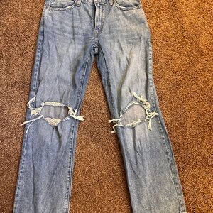 Levi's Light Blue Ripped Straight Leg Jeans
